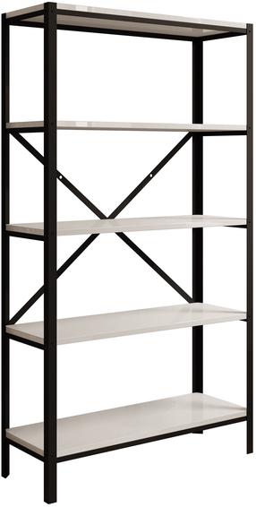 Knygų lentyna ADRK Rene, juoda sp./blizgios baltos spalvos, 146.8 cm x 30 cm x 80 cm