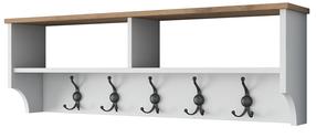 Sieninė drabužių kabykla Kalune Design P2 2460, 37.7 cm, balta sp./riešuto sp.