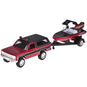  Rotaļu apvidus auto ar laivu Maisto Chevrolet K5 Blazer ZA5964, 1:64, sarkana krās.