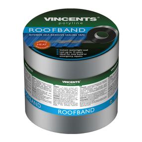 Bitumena blīvējuma lente Vincents Polyline Roofband, alumīnijs/bitumens, 10 cm x 1000 cm, pelēka krās.