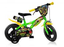 Vaikiškas dviratukas su papildomais ratukais, vaikų Dino Bikes Ninja Turtles BOTTARI.612L-MNT, juoda sp./geltona sp./žalia sp., 12"
