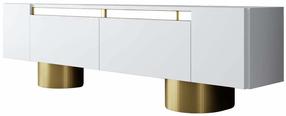 TV skapītis Kalune Design Bohem, zelta krās./balts krās., 30 cm x 180 cm x 50 cm