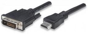 Провод Techly HDMI - DVI-D HDMI male, DVI-D male, 1.8 м, черный цв.