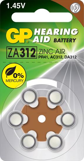 Baterijas GP GPPBZZ31F000, ZA312/PR41, 1.45 V