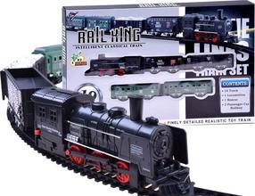 Elektrinis lokomotyvas su vagonais Rail King RC0448, juoda sp.