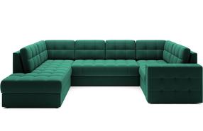 Kampinė sofa - lova Blewett Lukso, žalia sp., kairinė, 299 x 198 cm x 82 cm