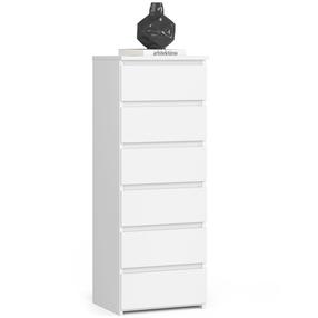 Komoda Akord Furniture Factory CL6, balta sp., 109 cm x 40 cm x 35 cm