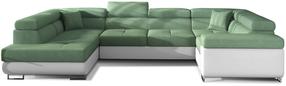 Kampinė sofa Letto Soro 34, Soft 17, balta sp./mėtinė (mint) sp., kairinė, 340 x 202 cm x 90 cm