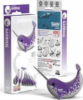 3D dėlionė Fat Brain Toys Narwhal, 10.8 cm x 3.9 cm, 23 vnt., violetinė sp.