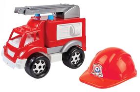 Mängu tuletõrjeauto Lean Toys Firefighter Fire Truck & Helmet 3978, punane v.