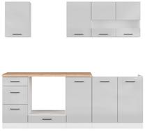 Virtuvės baldų komplektas Junona Line, balta sp./šviesiai pilka sp./golden craft oak sp., 2.2 m