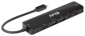 Šakotuvas Club 3D CSV-1596 USB-C male, HDMI/2x USB/2x USB-C/RJ-45 female, juoda sp.
