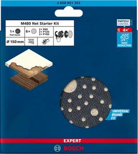 Šlifavimo tinklelis Bosch M480, 80 - 180, 15 cm x 15 cm, 7 vnt.