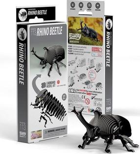 3D dėlionė Rhino Beetle, 8 cm x 2.2 cm, 34 vnt., juoda sp.