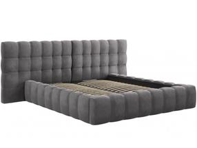 Кровать двухместная Micadoni Home Mamaia Velvet Double Headboard, 180 x 200 cm, серый цв., без матраса, с решеткой