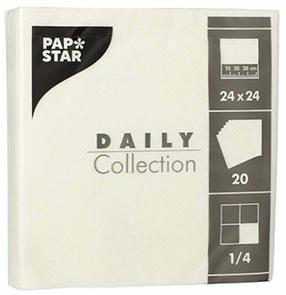 Popierinės servetėlės Pap Star Daily Collection, 24 cm x 24 cm, balta sp., 20 vnt.