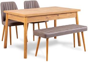 Valgomojo komplektas Kalune Design Costa 0701 - 3 A, pilka sp./pušies sp.