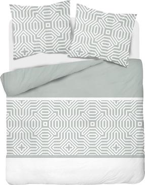 Patalynės užvalkalų komplektas Detexpol Cotton 5112 A, balta sp./žalia sp., 70 x 80 cm, 200 x 220 cm
