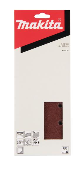 Slīpēšanas loksne Makita P-33180, 60, 22.9 cm x 11.5 cm, 10 gab.