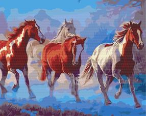 Tapymas pagal skaičius Paint it! Herd of horses, įvairių spalvų