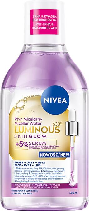 Micelārais ūdens Nivea Luminous 630º Skin Glow, 400 ml