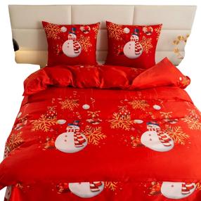 Kalėdinis patalynės užvalkalų komplektas PGJ-25, baltas/raudonas, 200 x 220 cm