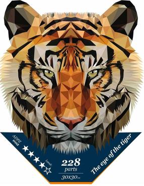 Medinė dėlionė Wizardi Tigras, 30 cm x 30 cm, 228 vnt.