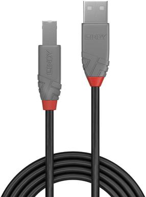 Laidas Lindy Anthra Line USB 2.0 A male, USB 2.0 B male, 3 m, juoda sp.