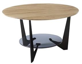 Kavos staliukas MCakcent Cadiz, ruda sp./juoda sp., 70 cm x 70 cm x 40 cm