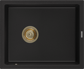 Кухонная мойка Mexen Pedro Black+Gold, гранит, 56 см x 46 см x 20 см, золотой цв./черный цв.
