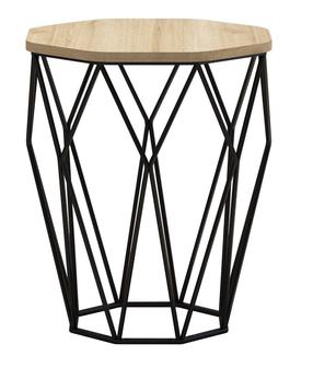 Kavos staliukas Kalune Design Sofya, ąžuolo sp./juoda sp., 46 cm x 46 cm x 57 cm