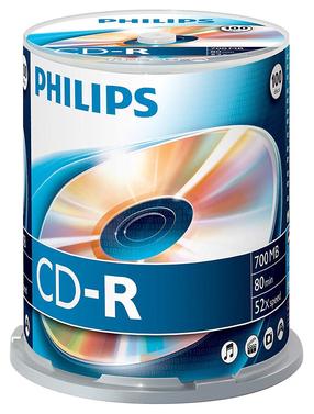 Ierakstāms kompaktdisks Philips CD-R, 700 MB, 100gab.