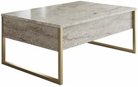 Kavos staliukas Kalune Design Luxe, aukso sp./travertine sp., 60 cm x 90 cm x 40 cm