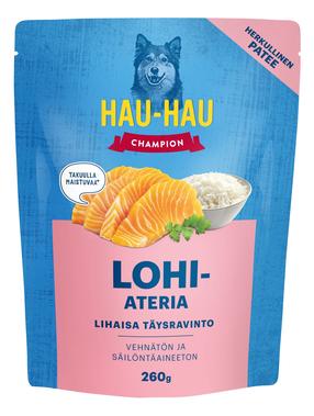 Šlapias šunų maistas Hau-Hau Champion, lašiša, 0.26 kg