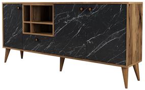 Skapītis Kalune Design Napoli 845HCT5339, melns krās./valriekstu krās., 180 cm x 35 cm x 81 cm