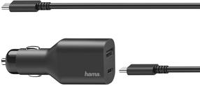 Auto telefona lādētājs Hama Car Power Supply, USB Type C, melna krās.