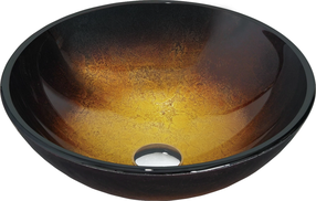 Vonios praustuvas Mexen Mira 24124251, stiklas, 42 cm x 42 cm x 14.5 cm, aukso sp./juoda sp.