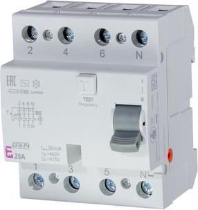 Реле утечки тока ETI EFI6-P4, 4P, 25 а, 415 В, 30 мА
