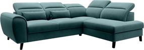 Kampinė sofa Noble Velvetmat 38, tamsiai žalia sp., dešininė, 201 x 255 cm x 100 cm