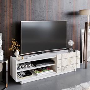 TV galds Kalune Design Valantina, balta krās., 140 cm x 37.1 cm x 41.4 cm