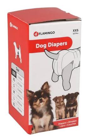 Подгузники для собак Flamingo Dog Diapers 510583, XXS, 12 шт. белый цв.