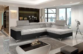 Угловой диван Eridano Berlin 01, Soft 11, черный цв./серый цв., правый, 202 x 275 см x 90 см