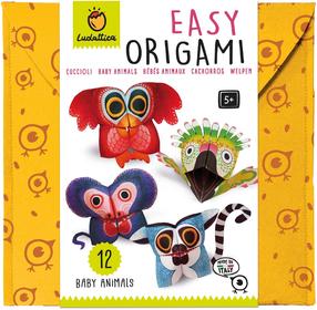 Paberkujukeste valmistamise komplekt Ludattica Easy Origami Baby Animals, valge v./must v./roheline v.