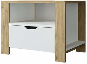Naktinis staliukas Kalune Design Nisan 1600-025, balta sp./riešuto sp., 42 cm x 60 cm x 45 cm