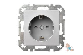 Розетка Liregus Epsilon IKL16-214-01 E/MT, c заземлением, металлический цв.