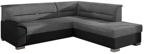 Kampinė sofa Bergen Sawana 21, Soft 11, juoda sp./pilka sp., dešininė, 214 x 247 cm x 83 cm