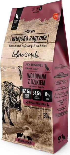 Kuiv koeratoit Wiejska Zagroda, veiseliha/metssealiha, 20 kg