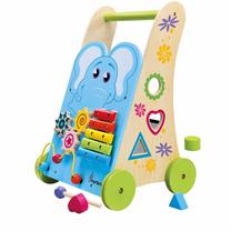 Vaikiškas stumdukas - vaikštynė Bino Wood Activity, 51 cm, mėlyna sp.