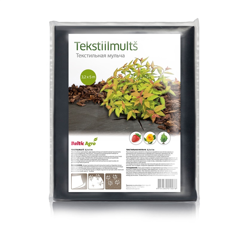 Tekstiilmultš Baltic Agro, must v., 5 m x 3.2 m