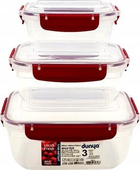 Maisto dėžučių rinkinys Katex Master, 0.4 - 1.2 l, skaidri sp./raudona sp., 3 vnt.